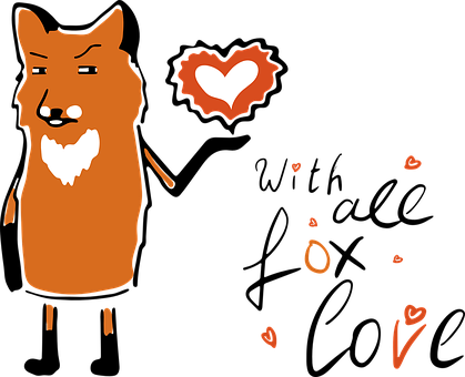 Cartoon Fox With Hearts