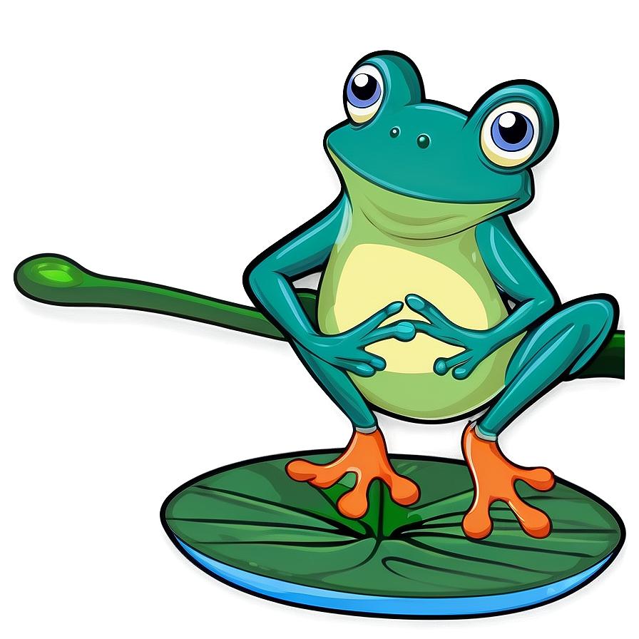 Cartoon Frog On Lily Pad Png 06272024