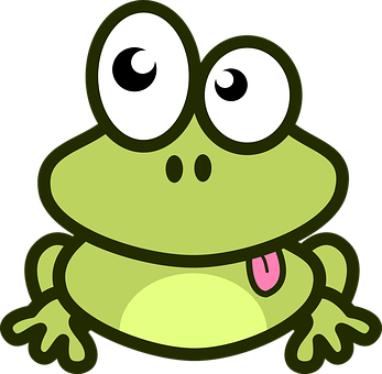 Cartoon Frog Sitting Black Background