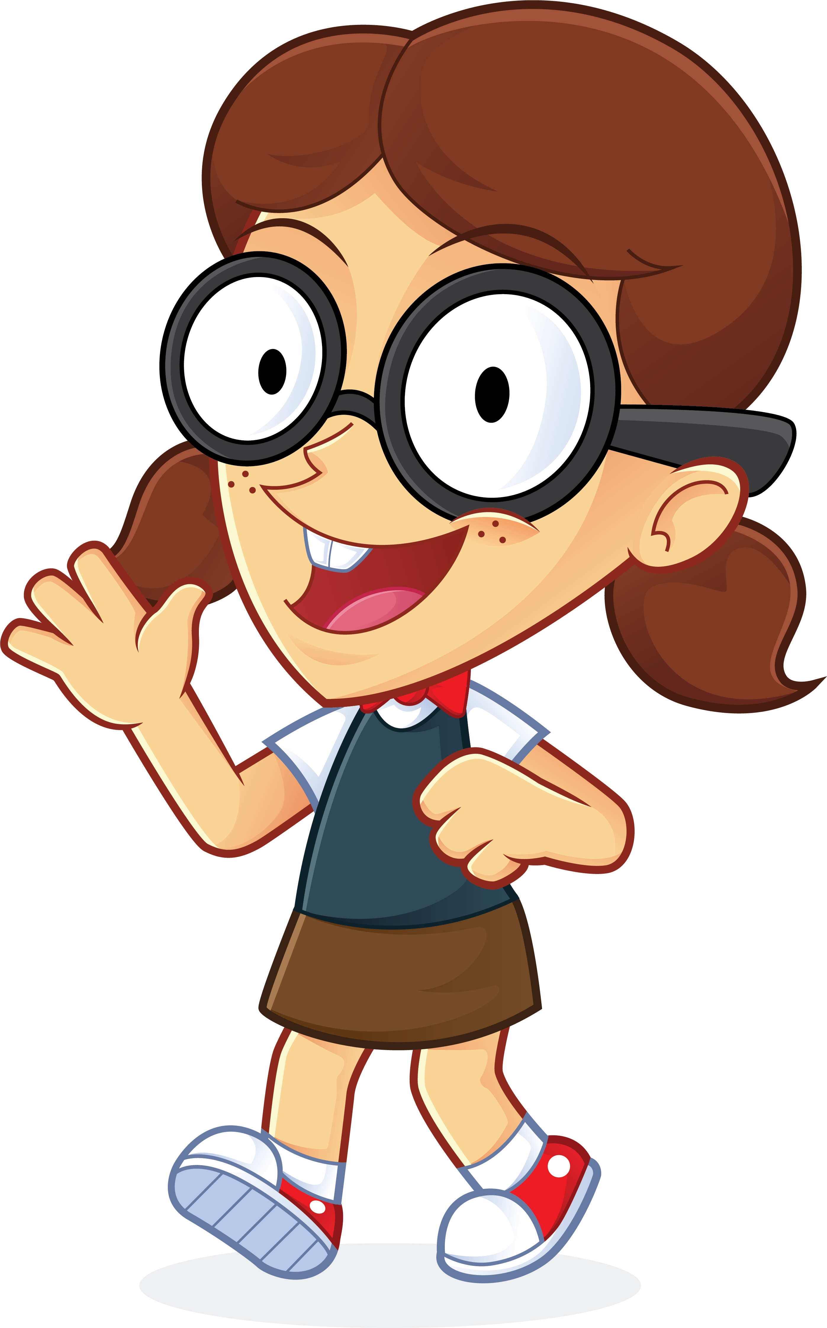 Cartoon Geek Girl Character