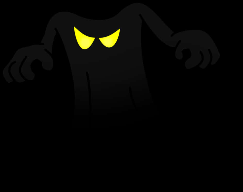 Cartoon Ghost Glowing Eyes Black Background