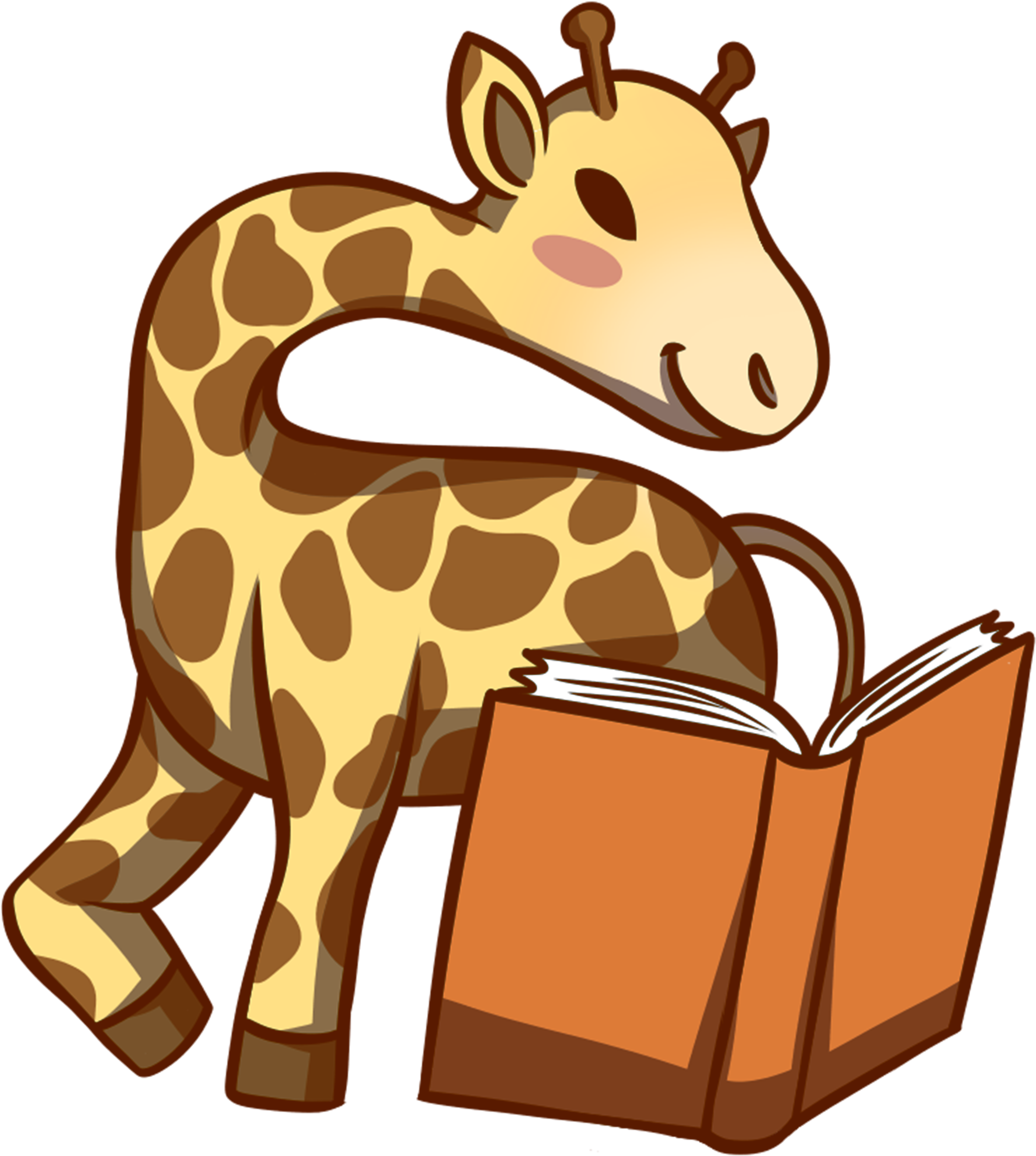 Cartoon Giraffe Reading Book.png