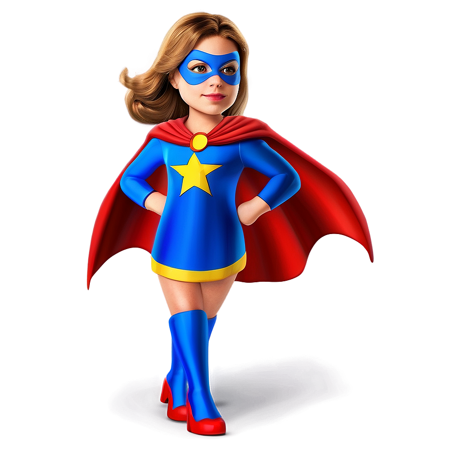 Cartoon Girl In A Superhero Costume Png Joh2