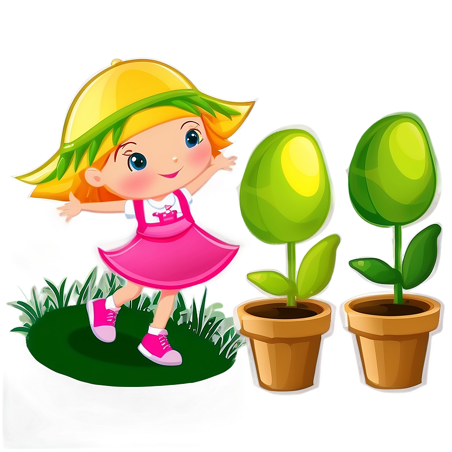 Cartoon Girl In Garden Png 48