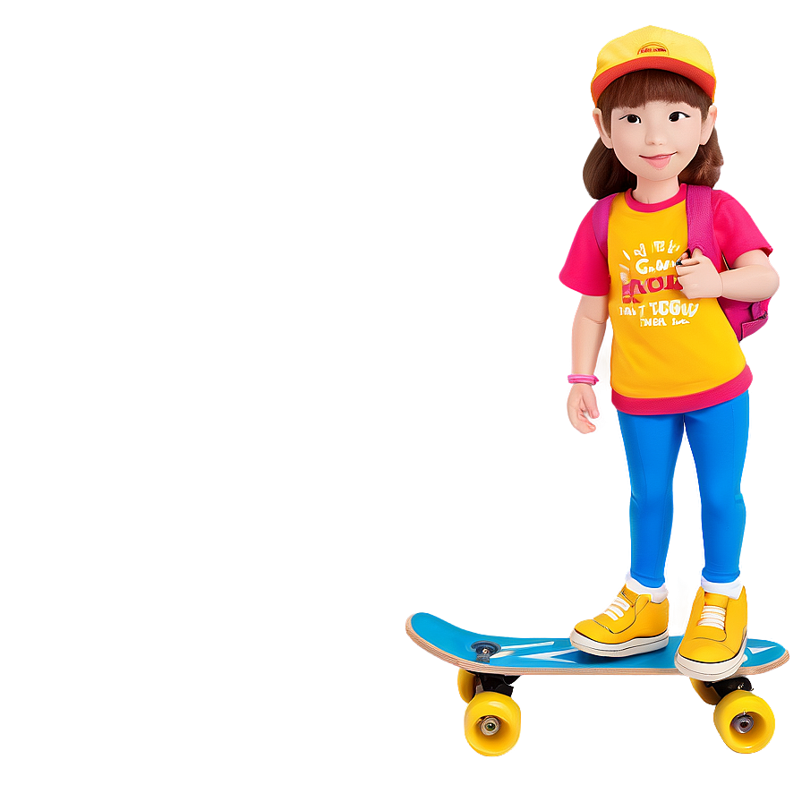 Cartoon Girl On Skateboard Png Orw