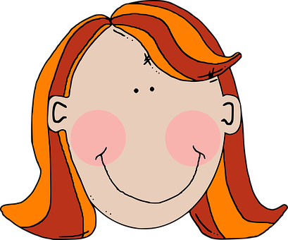 Cartoon Girl Smiling Face