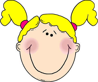 Cartoon Girl Smiling Face