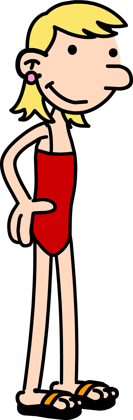 Cartoon Girl Standing Handson Hips