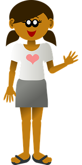 Cartoon Girl Waving Heart Shirt