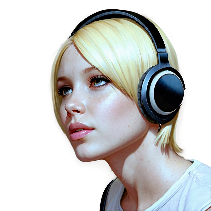 Cartoon Girl With Headphones Png 06132024