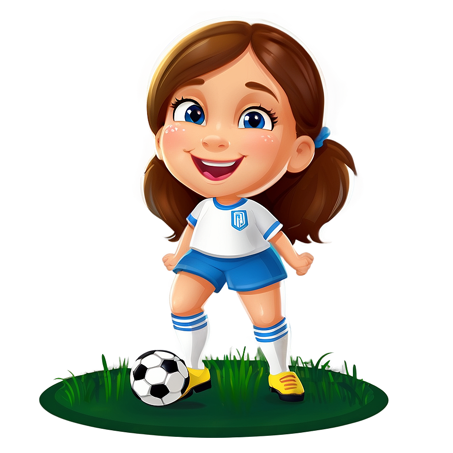 Cartoon Girl With Soccer Ball Png Fek