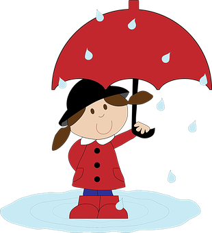 Cartoon Girl With Umbrella