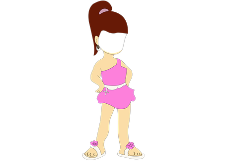 Cartoon Girlin Pink Dress