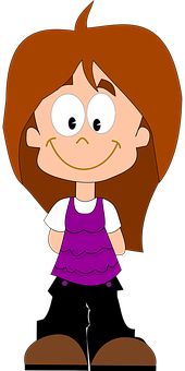 Cartoon Girlin Purple Dress