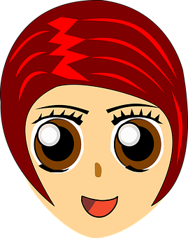 Cartoon Girlwith Red Headscarf