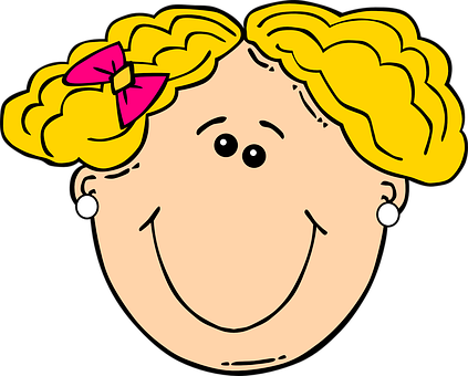 Cartoon Girlwith Yellow Hairand Pink Bow