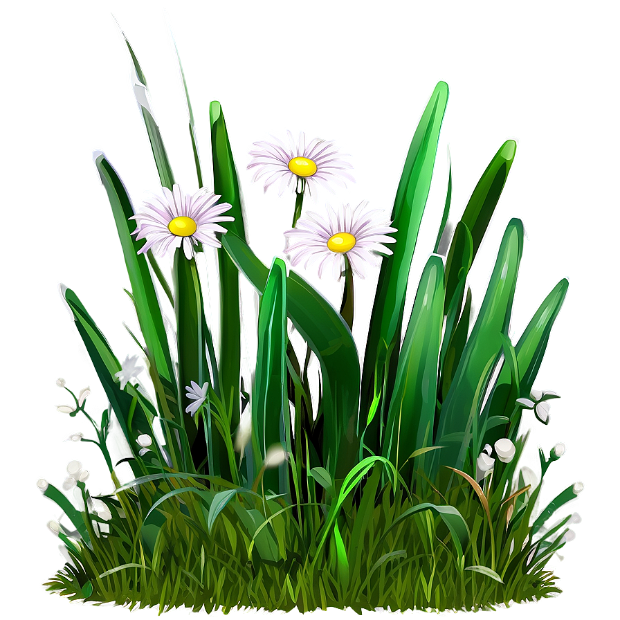 Cartoon Grass With Daisies Png Rue