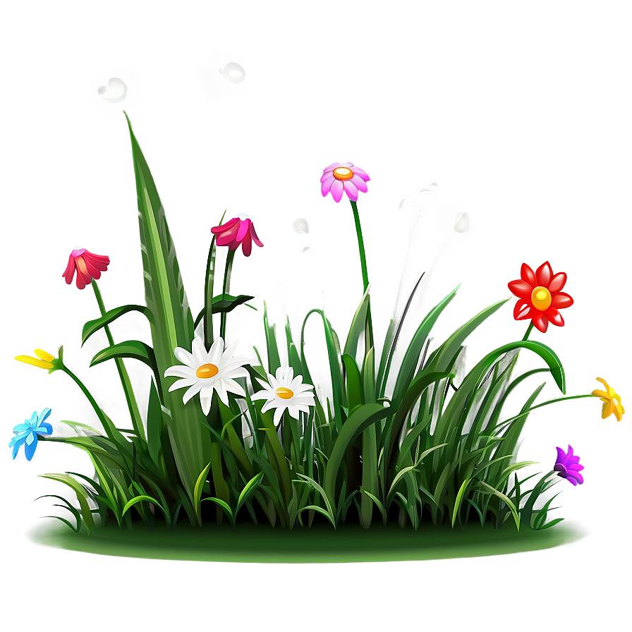 Cartoon Grass With Flowers Side Png Bay82