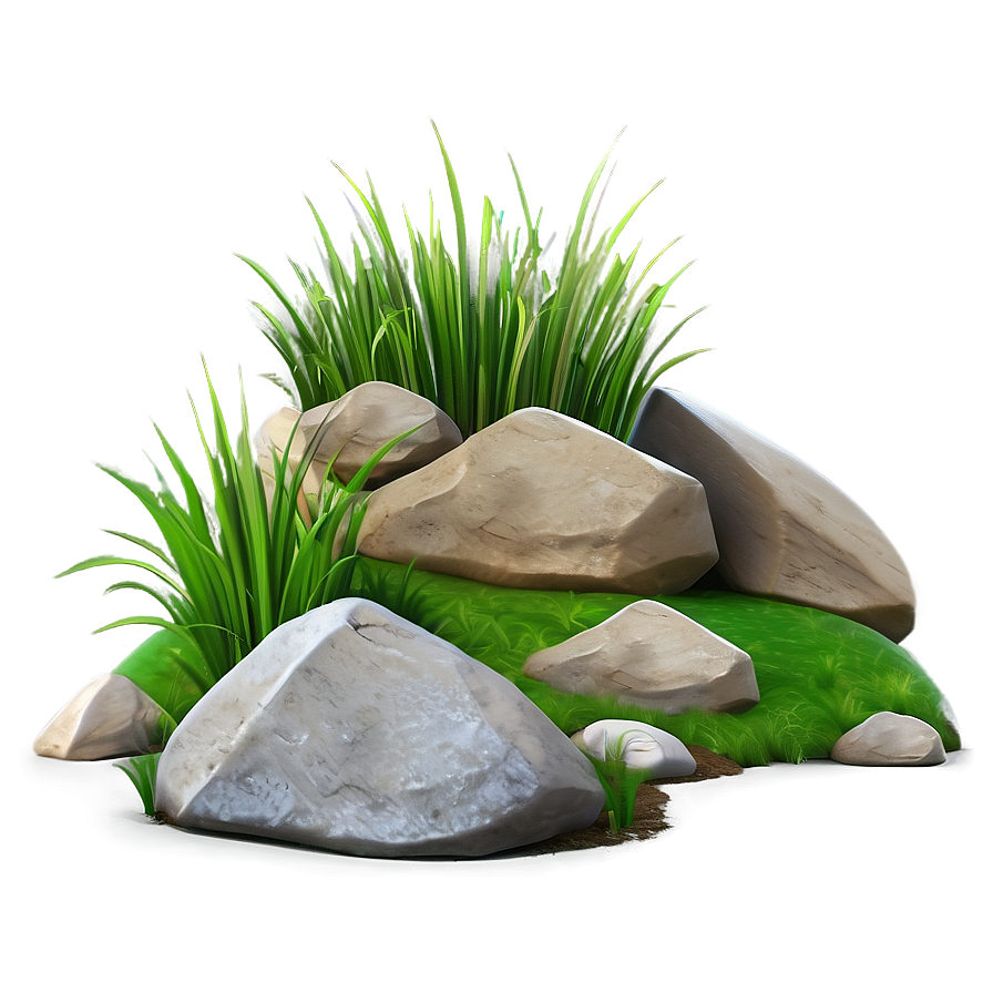 Cartoon Grass With Rocks Png 50