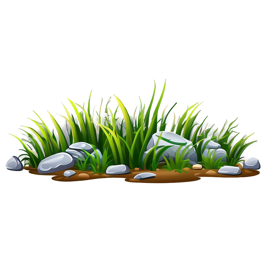 Cartoon Grass With Rocks Png Knf17