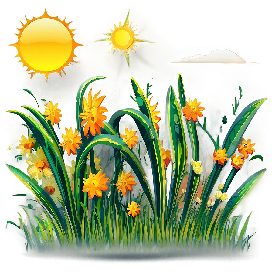 Cartoon Grass With Sun Png 85