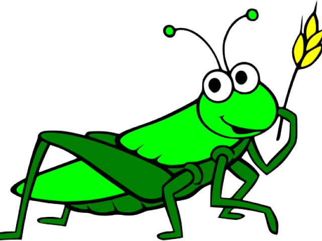 Cartoon Grasshopper Holding Leaf