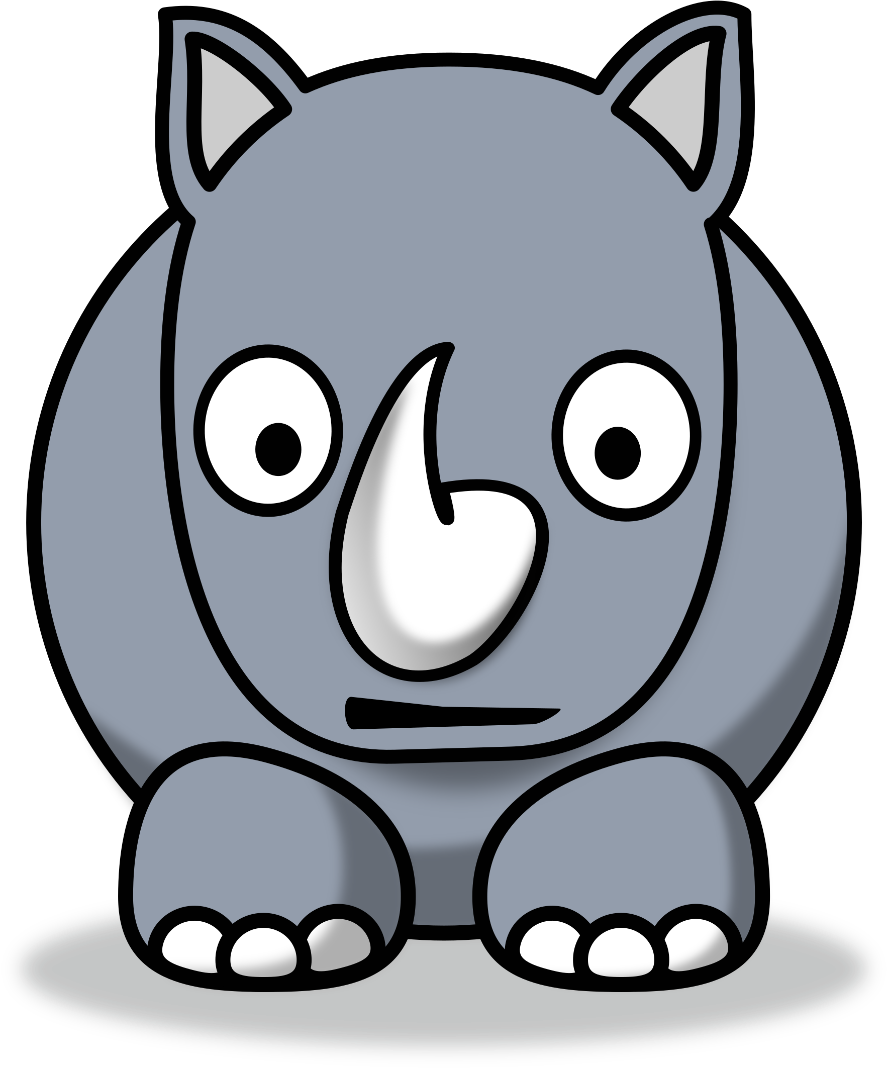 Cartoon Gray Rhino Character