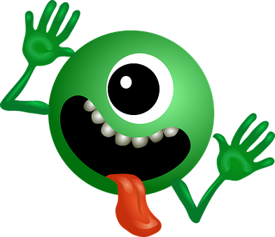 Cartoon Green Alien Sticking Out Tongue