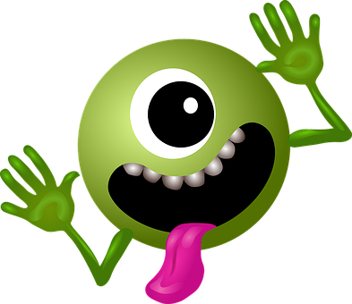 Cartoon Green Alien Sticking Out Tongue