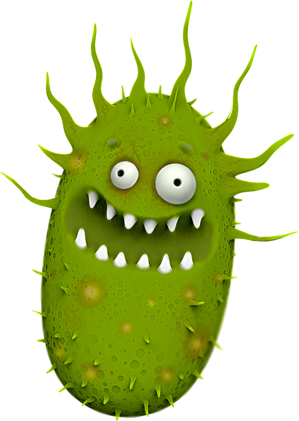 Cartoon Green Bacteria Character