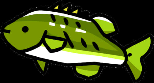 Cartoon Green Fish Illustration