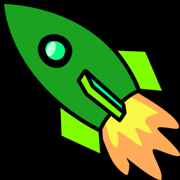 Cartoon Green Rocket Launch