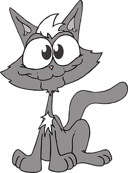 Cartoon Grey Cat Sitting