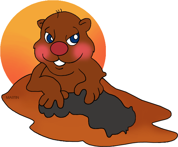 Cartoon Groundhog Emerging From Burrow