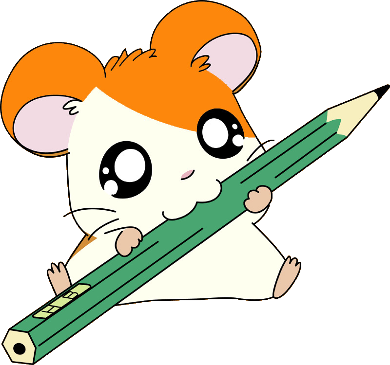 Cartoon Hamster Holding Pencil