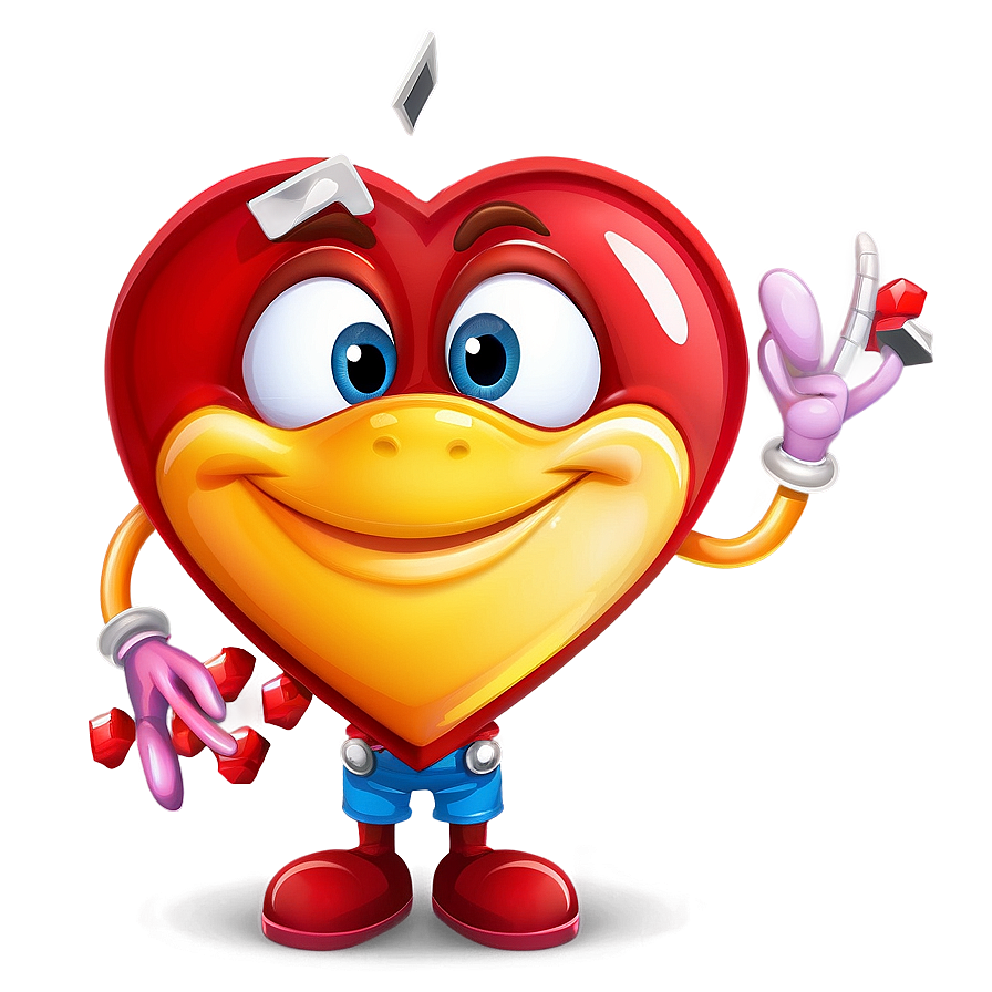 Cartoon Heart Character Png B