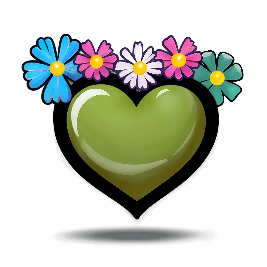 Cartoon Heart With Flowers Png 06132024