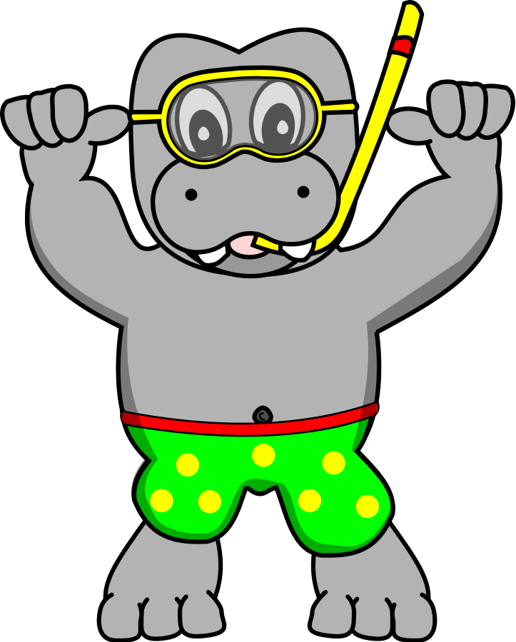 Cartoon Hippopotamus Readyfor Snorkeling