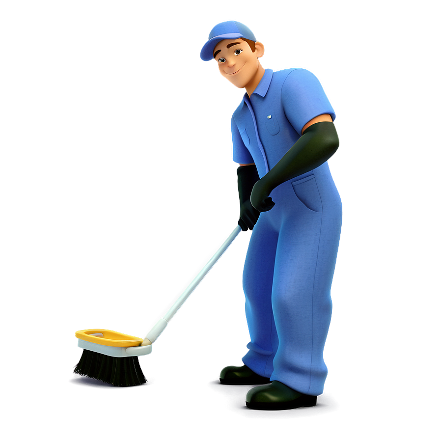 Cartoon Janitor Character Png Cue