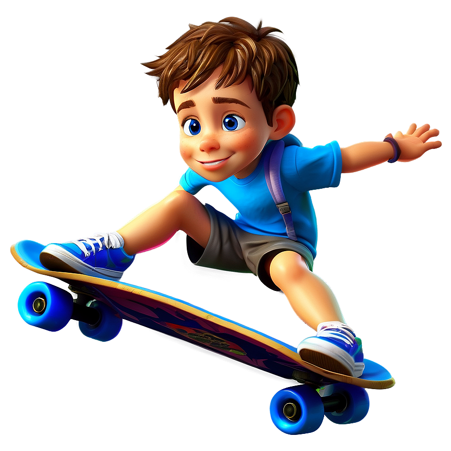 Cartoon Kid On Skateboard Png Clp25