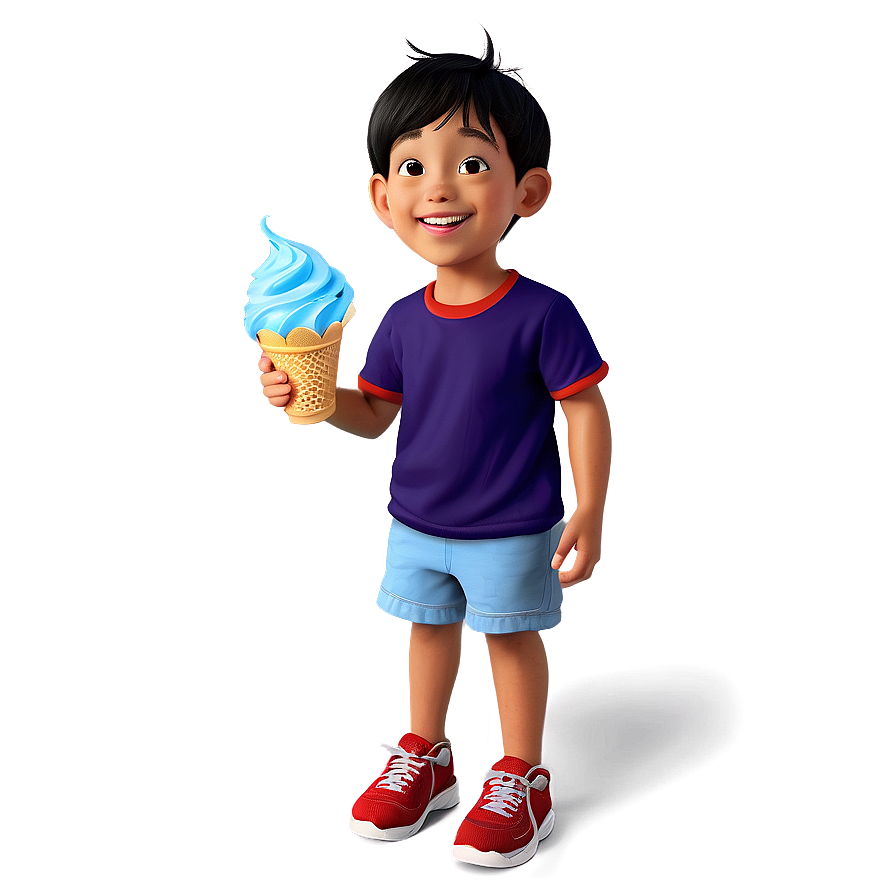 Cartoon Kid With Ice Cream Png Ftb