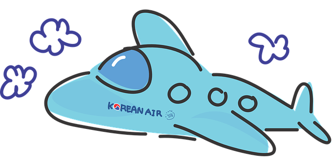 Cartoon Korean Air Plane Illustration