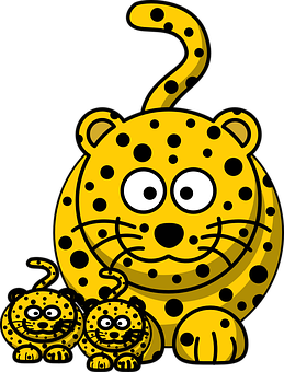 Cartoon Leopard Family