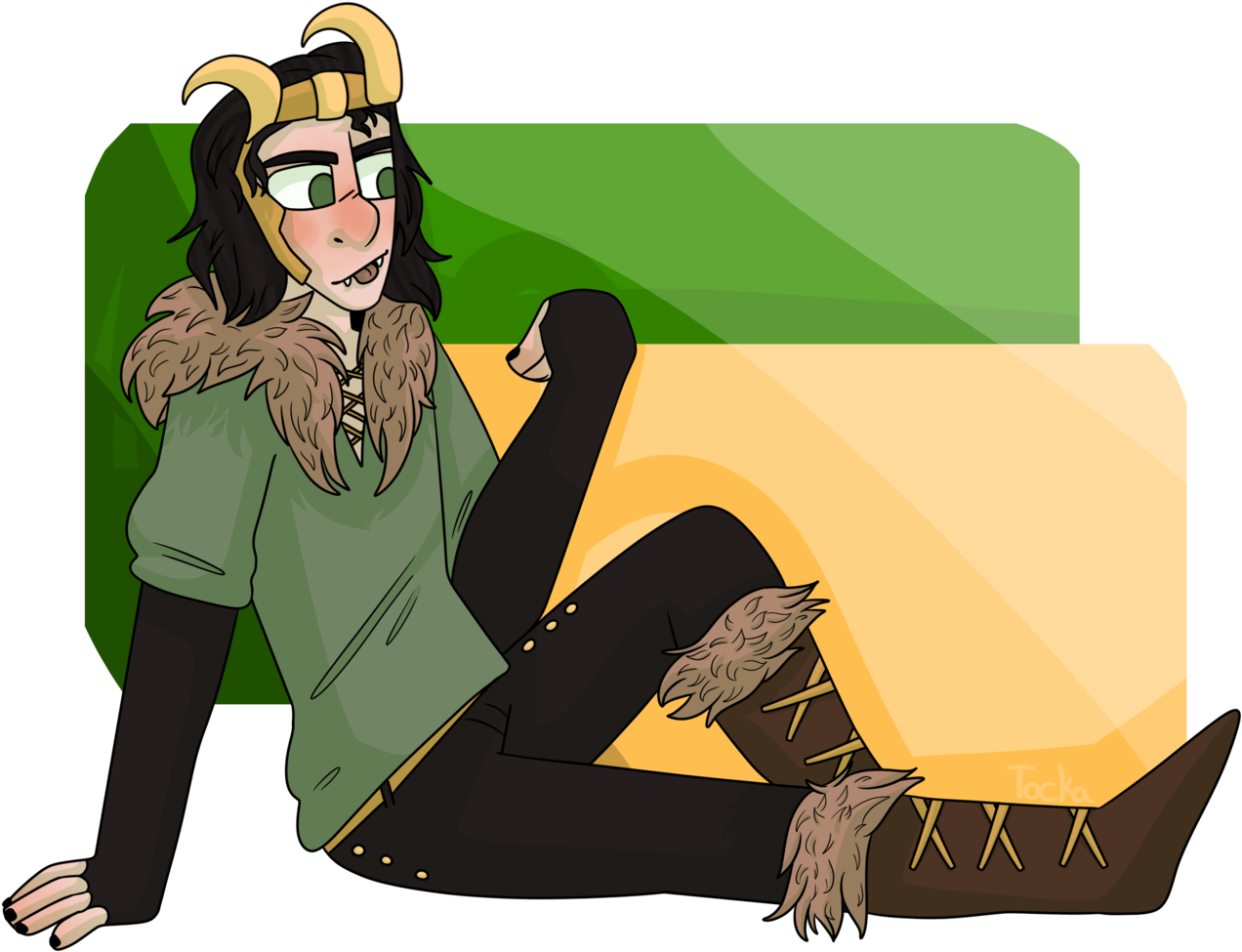 Cartoon Loki Relaxing Illustration