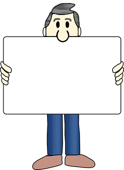 Cartoon Man Holding Blank Sign