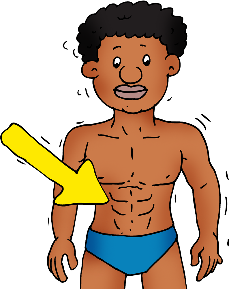 Cartoon Man Showing Abs