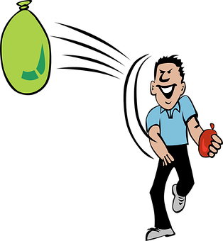 Cartoon Man Walking With Appleand Water Drop