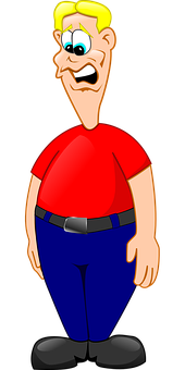 Cartoon Manin Red Shirtand Blue Pants