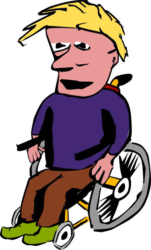 Cartoon Manin Wheelchair