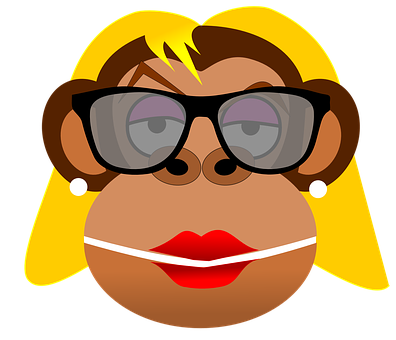 Cartoon Monkey With Blonde Hairand Glasses